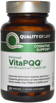 VitaPQQ, Cognitive Support, 30 Vegicaps by Quality of Life Labs, 健康，注意力缺陷障礙，添加，adhd，大腦，記憶，補品，pqq（biopqq） HK 香港
