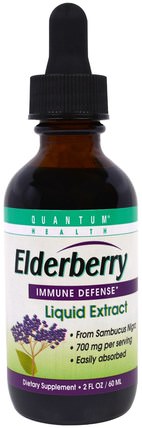 Elderberry Liquid Extract, 2 fl oz (60 ml) by Quantum Health, 健康，感冒流感和病毒，接骨木（接骨木） HK 香港