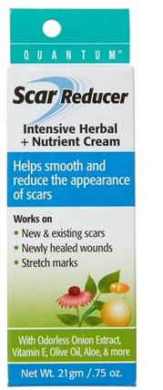 Scar Reducer, Intensive Herbal + Nutrient Cream.75 oz (21 g) by Quantum Health, 健康，皮膚，妊娠紋疤痕，美容，面部護理，皮膚類型色素沉著，曬傷皮膚 HK 香港