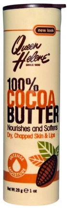 100% Cocoa Butter, Stick, 1 oz (28 g) by Queen Helene, 沐浴，美容，潤膚露，皮膚，可可脂 HK 香港