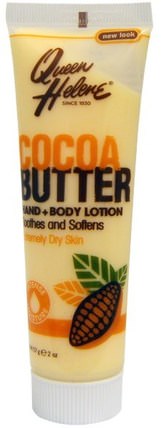 Hand + Body Lotion, Cocoa Butter, 2 oz (57 g) by Queen Helene, 沐浴，美容，潤膚露，皮膚，可可脂 HK 香港