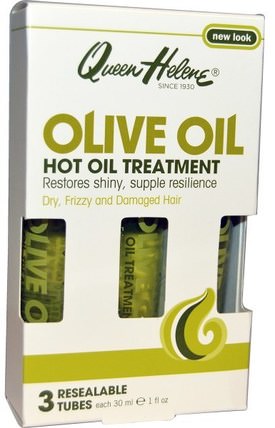 Hot Oil Treatment, Olive Oil, 3 Tubes, 1 fl oz (30 ml) Each by Queen Helene, 洗澡，美容，護髮素，頭髮，頭皮，洗髮水，護髮素 HK 香港