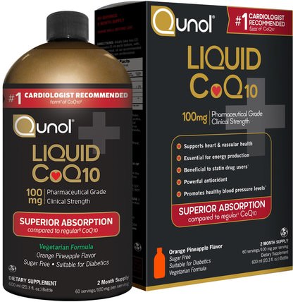 Liquid CoQ10, Orange Pineapple Flavor, 100 mg, 20.3 fl oz (600 ml) by Qunol, 補充劑，輔酶q10，輔酶q10液體 HK 香港
