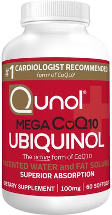 Mega CoQ10 Ubiquinol, 100 mg, 60 Softgels by Qunol, 補充劑，抗氧化劑，泛醇qh，泛醇coq10 HK 香港