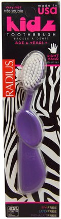 Kidz Toothbrush, Very Soft, 6yrs+. Right Hand, Purple, 1 Toothbrush by RADIUS, 洗澡，美容，口腔牙科護理，牙刷 HK 香港