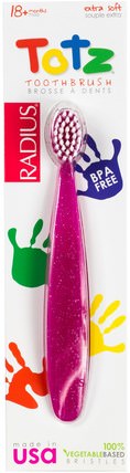 Totz Toothbrush, 18 + Months, Extra Soft, Pink Sparkle by RADIUS, 洗澡，美容，口腔牙齒護理，牙刷，兒童健康，嬰兒口腔護理 HK 香港