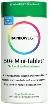 50+ Mini-Tablet, Food-Based Multivitamin, 180 Mini-Tablets by Rainbow Light, 維生素，男性多種維生素，女性多種維生素 HK 香港