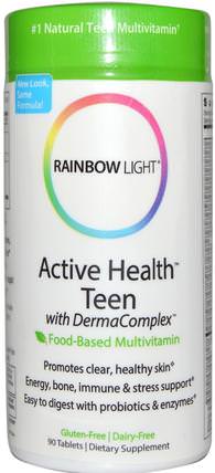 Active Health Teen with Derma Complex, Food-Based Multivitamin, 90 Tablets by Rainbow Light, 維生素，多種維生素，兒童多種維生素 HK 香港