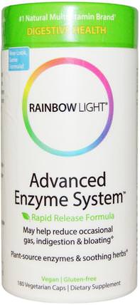 Advanced Enzyme System, Rapid Release Formula, 180 Vegetarian Caps by Rainbow Light, 補充劑，酶，消化酶 HK 香港