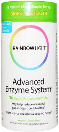 Advanced Enzyme System, Rapid Release Formula, 90 Vegetarian Caps by Rainbow Light, 補充劑，酶，消化酶 HK 香港