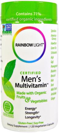 Certified Mens Multivitamin, 120 Veggie Caps by Rainbow Light, 維生素，男性多種維生素 HK 香港