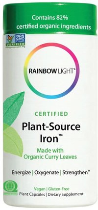 Certified Plant-Source Iron, 50 Plant Capsules by Rainbow Light, 補品，礦物質，鐵 HK 香港