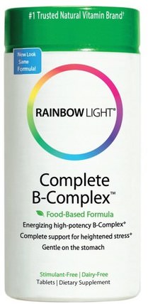 Complete B-Complex, Food Based Formula, 90 Tablets by Rainbow Light, 維生素，維生素b複合物，維生素b HK 香港