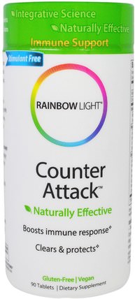 Counter Attack, 90 Tablets by Rainbow Light, 健康，感冒流感和病毒，喉嚨護理噴霧，兒童健康，感冒感冒咳嗽 HK 香港