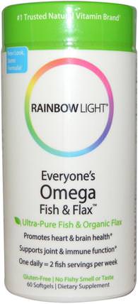 Everyones Omega Fish & Flax Oil, 60 Softgels by Rainbow Light, 補充劑，efa omega 3 6 9（epa dha），皮膚 HK 香港