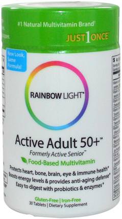 Just Once, Active Adult 50+, Food-Based Multivitamin, 30 Tablets by Rainbow Light, 維生素，男性多種維生素，女性多種維生素 HK 香港