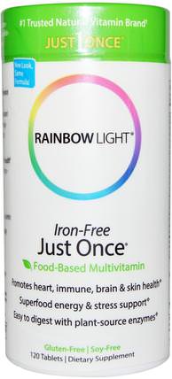 Just Once, Iron-Free, Food-Based Multivitamin, 120 Tablets by Rainbow Light, 維生素，男性多種維生素，女性多種維生素 HK 香港