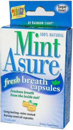 Mint Asure, Fresh Breath Capsules, 75 Capsules by Rainbow Light, 沐浴，美容，口腔牙齒護理，木糖醇口腔護理，補充劑，內部除臭劑 HK 香港