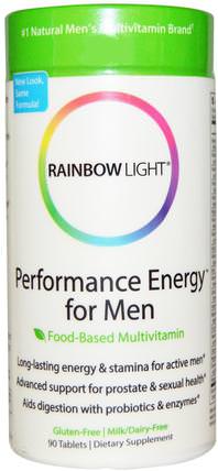 Performance Energy for Men, Food-Based Multivitamin, 90 Tablets by Rainbow Light, 維生素，男性多種維生素 HK 香港