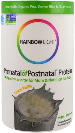 Prenatal & Postnatal Protein, Creamy Vanilla, 10.5 oz (297 g) by Rainbow Light, 補充劑，蛋白質 HK 香港