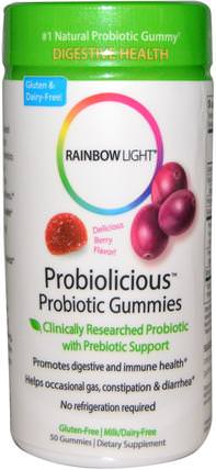 Probiolicious Probiotic Gummies, Delicious Berry Flavor, 50 Gummies by Rainbow Light, 補充劑，益生菌，穩定的益生菌，熱敏產品 HK 香港