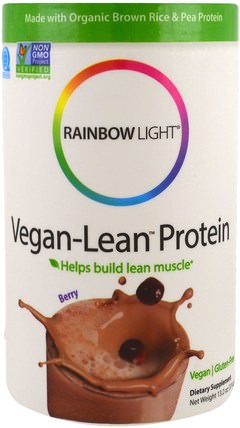 Vegan-Lean Protein, Berry, 13.2 oz (374 g) by Rainbow Light, 補充劑，蛋白質 HK 香港
