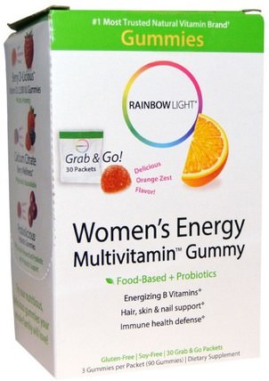 Womens Energy Multivitamin Gummy, Delicious Orange Zest Flavor, 30 Packets by Rainbow Light, 維生素，女性多種維生素，女性 HK 香港