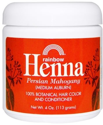 Henna, Hair Color and Conditioner, Mahogany (Medium Auburn), 4 oz (113 g) by Rainbow Research, 洗澡，美容，頭髮，頭皮，頭髮的顏色，頭髮護理 HK 香港