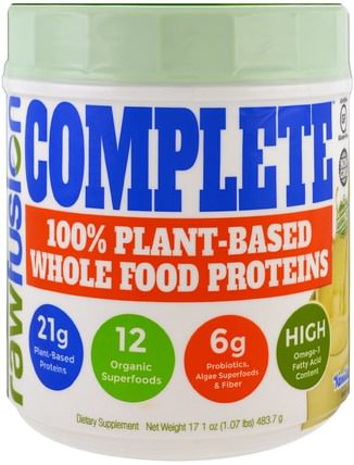 Complete, 100% Plant-Based Whole Food Proteins, Vanilla, 17.1 oz (483.7 g) by Raw Fusion, 補充劑，蛋白質 HK 香港