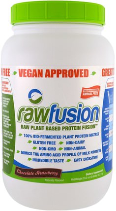 Raw Plant Based Protein Fusion, Chocolate Strawberry, 33.3 oz (943.2 g) by Raw Fusion, 補充劑，蛋白質 HK 香港