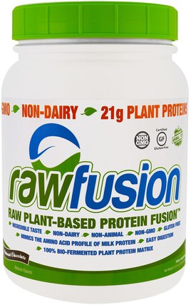 Raw Plant-Based Protein Fusion, Natural Chocolate, 32.8 oz (931 g) by Raw Fusion, 補充劑，蛋白質 HK 香港
