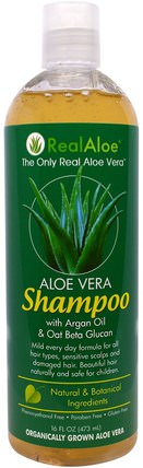 16 fl oz (473 mL) by Real Aloe Aloe Vera Shampoo with Argan Oil & Oat Beta Glucan, 洗澡，美容，頭髮，頭皮，洗髮水 HK 香港