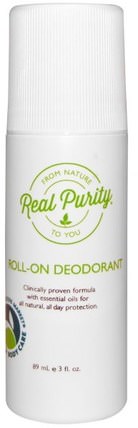Roll-On Deodorant, 3 fl oz (89 ml) by Real Purity, 沐浴，美容，身體護理，除臭劑，滾裝除臭劑 HK 香港