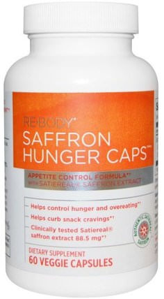 Saffron Hunger Caps, 60 Veggie Caps by Rebody Safslim, 補品，藏紅花，減肥，飲食 HK 香港