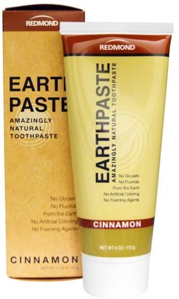 Earthpaste, Amazingly Natural Toothpaste, Cinnamon, 4 oz (113 g) by Redmond Trading Company, 沐浴，美容，口腔牙齒護理，木糖醇口腔護理，牙膏 HK 香港