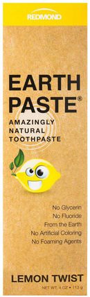 Earthpaste, Amazingly Natural Toothpaste, Lemon Twist, 4 oz (113 g) by Redmond Trading Company, 沐浴，美容，口腔牙齒護理，木糖醇口腔護理，牙膏 HK 香港
