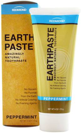 Earthpaste, Amazingly Natural Toothpaste, Peppermint, 4 oz (113 g) by Redmond Trading Company, 沐浴，美容，口腔牙齒護理，木糖醇口腔護理，牙膏 HK 香港