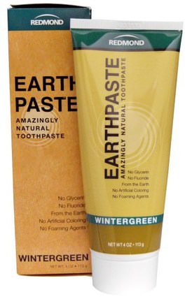 Earthpaste, Amazingly Natural Toothpaste, Wintergreen, 4 oz (113 g) by Redmond Trading Company, 沐浴，美容，口腔牙齒護理，木糖醇口腔護理，牙膏 HK 香港