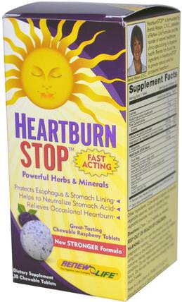 Heartburn Stop, Raspberry Flavor, 30 Chewable Tablets by Renew Life, 健康，胃灼熱和gerd，胃灼熱 HK 香港