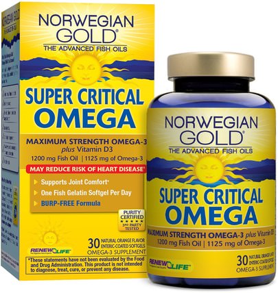 Super Critical Omega, Orange Flavor, 30 Enteric-Coated Softgels by Renew Life, 補充劑，efa omega 3 6 9（epa dha），魚油，魚油軟膠囊 HK 香港