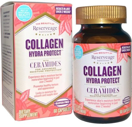 Collagen Hydra Protect, with Ceramides, 60 Capsules by ReserveAge Nutrition, 健康，骨骼，骨質疏鬆症，II型膠原蛋白，植物神經酰胺 HK 香港