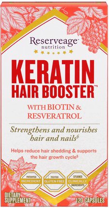 Keratin Hair Booster, 120 Capsules by ReserveAge Nutrition, 洗澡，美容，頭髮，頭皮 HK 香港