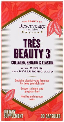 Tres Beauty 3, 90 Capsules by ReserveAge Nutrition, 健康，女性，頭髮補充劑，指甲補品，皮膚補充劑 HK 香港