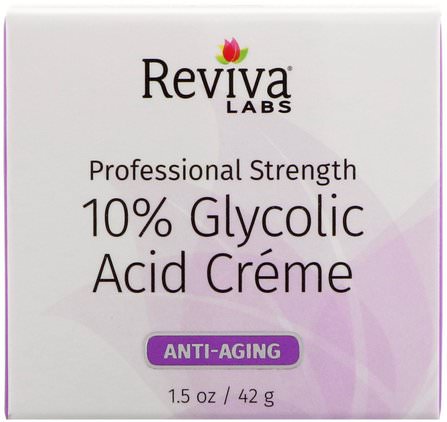 10% Glycolic Acid Cream, 1.5 oz (42 g) by Reviva Labs, 美容，抗衰老，乙醇酸，面部護理 HK 香港