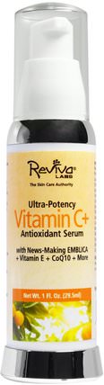 Ultra-Potency Vitamin C+ Antioxidant Serum, 1 fl oz (29.5 ml) by Reviva Labs, 美容，面部護理，面霜，乳液，維生素c HK 香港