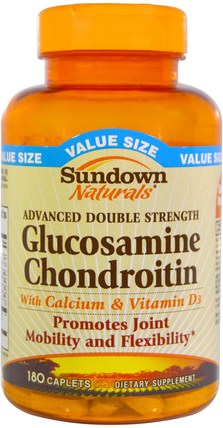 Advanced Double Strength Glucosamine Chondroitin, 180 Caplets by Sundown Naturals, 補充劑，氨基葡萄糖軟骨素 HK 香港