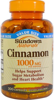 Cinnamon, 1000 mg, 200 Capsules by Sundown Naturals, 草藥，肉桂提取物 HK 香港