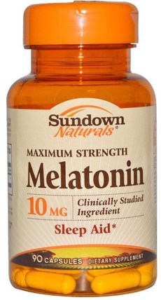 Maximum Strength Melatonin, 10 mg, 90 Capsules by Sundown Naturals, 補充劑，褪黑激素 HK 香港
