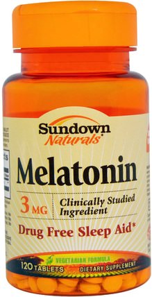 Melatonin, 3 mg, 120 Tablets by Sundown Naturals, 補充劑，褪黑激素3毫克 HK 香港