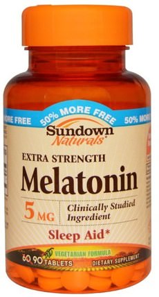 Melatonin, 5 mg, 90 Tablets by Sundown Naturals, 補充劑，褪黑激素5毫克 HK 香港